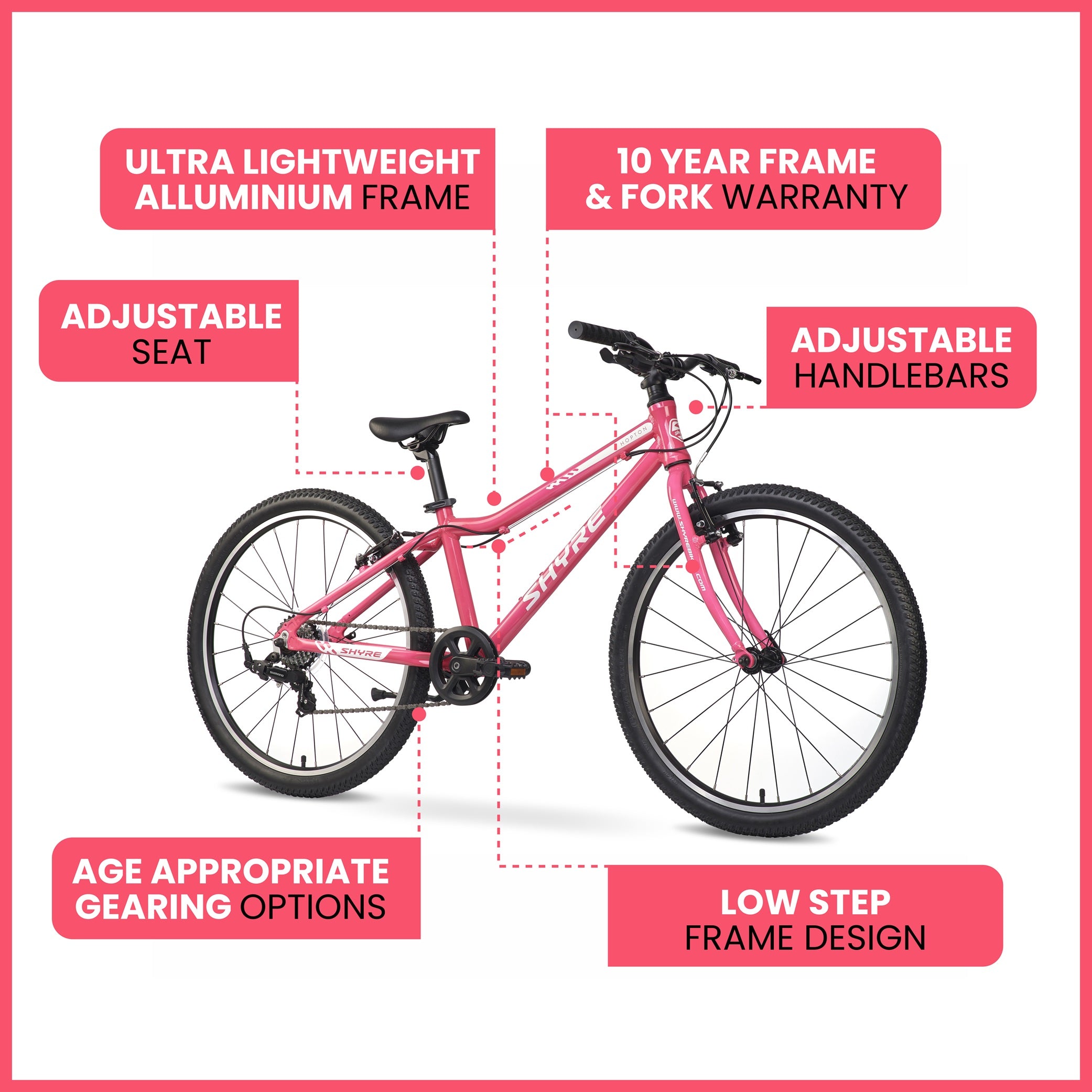 Shyre Hopton 24" Wheels Kids Bike - Pink