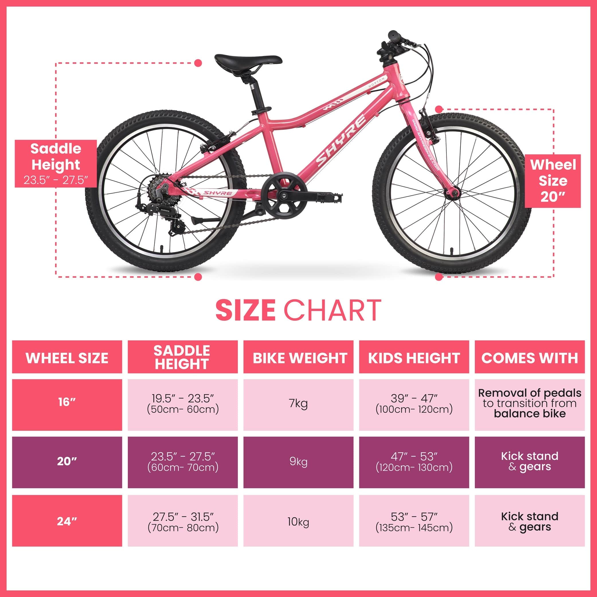 Shyre Hopton 20" Wheels Kids Bike - Pink