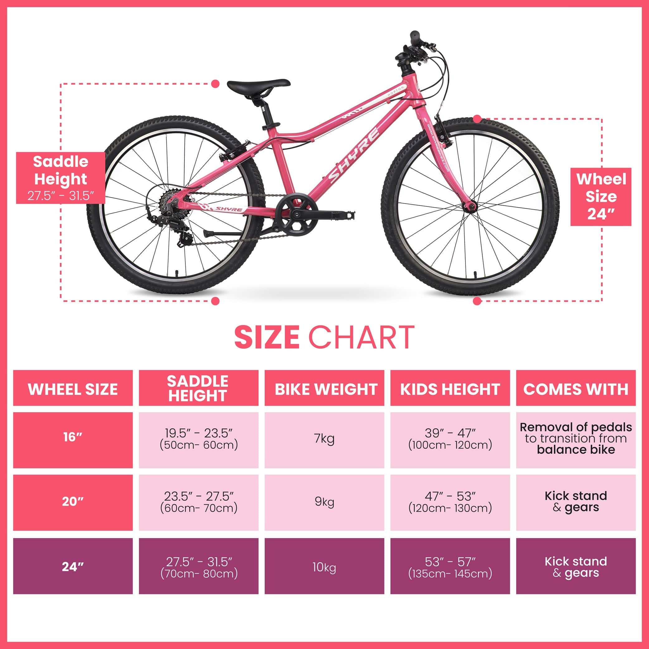 Shyre Hopton 24" Wheels Kids Bike - Pink